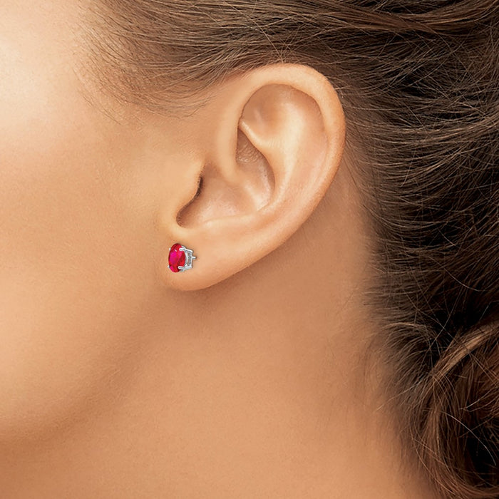 Exclusive 14K White Gold Ruby Stud Earrings - Stylish Design, Affordable Luxury-3