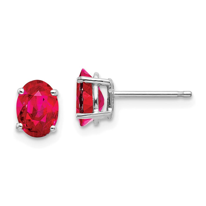 Exclusive 14K White Gold Ruby Stud Earrings - Stylish Design, Affordable Luxury-1