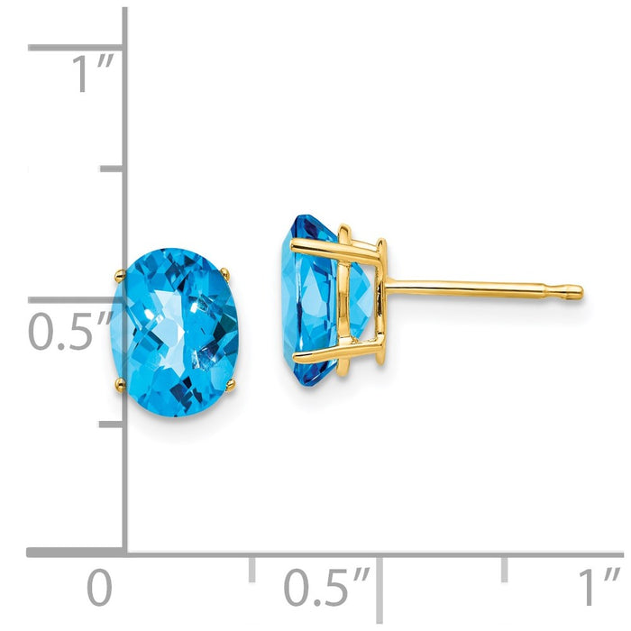 Shop Stylish 14K Gold Oval Blue Topaz Earrings - 8x6mm, Affordable Luxury-4