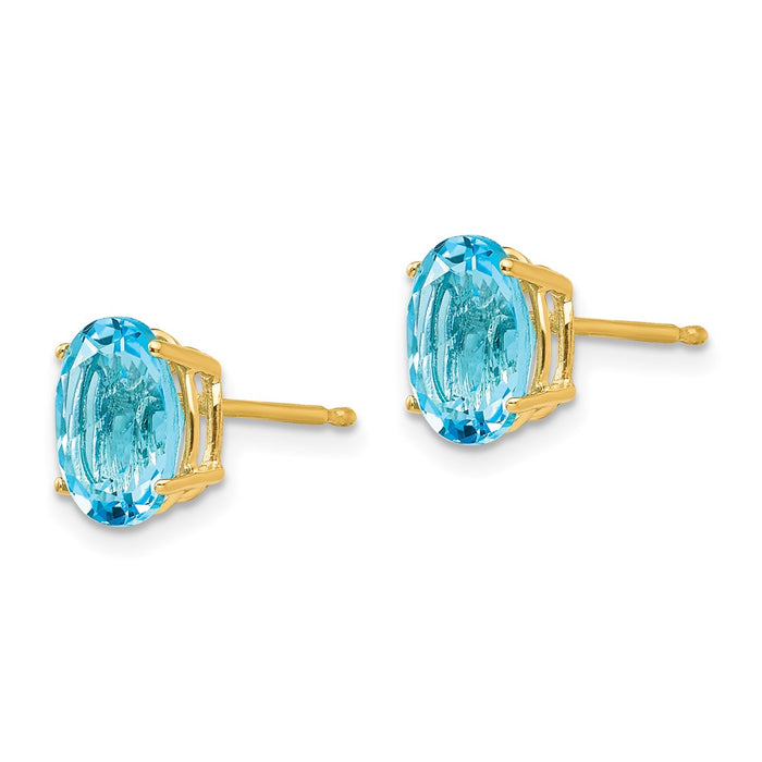 Shop Exclusive 14K Gold 8x6mm Oval Blue Topaz Earrings - Stylish Luxury Value!-2