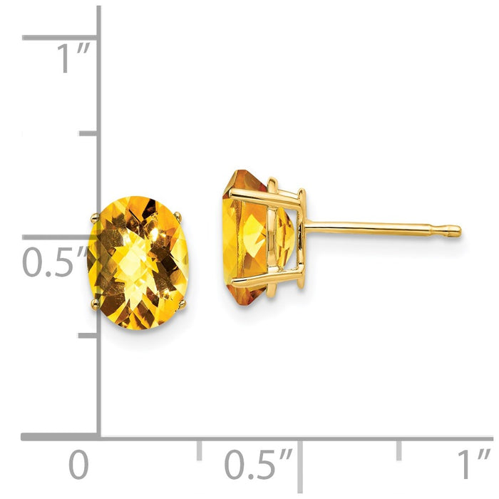 Buy Stylish 14K Gold Citrine Earrings - 8x6mm Oval Checkerboard Design-4