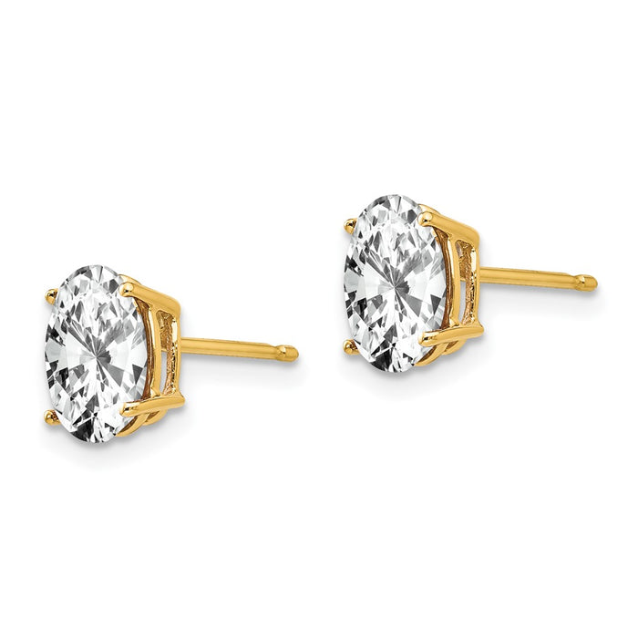 Buy 14K Gold Oval CZ Stud Earrings 8x6mm - Stylish and Affordable Value!-2