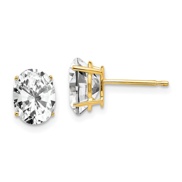 Buy 14K Gold Oval CZ Stud Earrings 8x6mm - Stylish and Affordable Value!-1