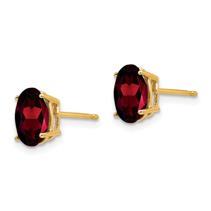 Shop Stylish 14k Gold 8x6mm Oval Garnet Earrings - Luxury at an Affordable Price!-2