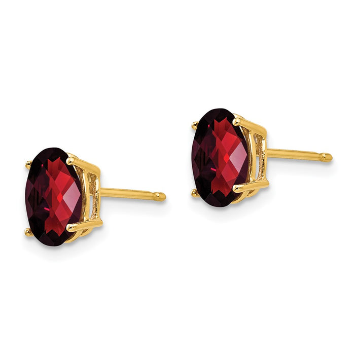 Buy Exclusive 14K Gold 8x6mm Oval Garnet Earrings - Stylish Luxury Jewelry-2