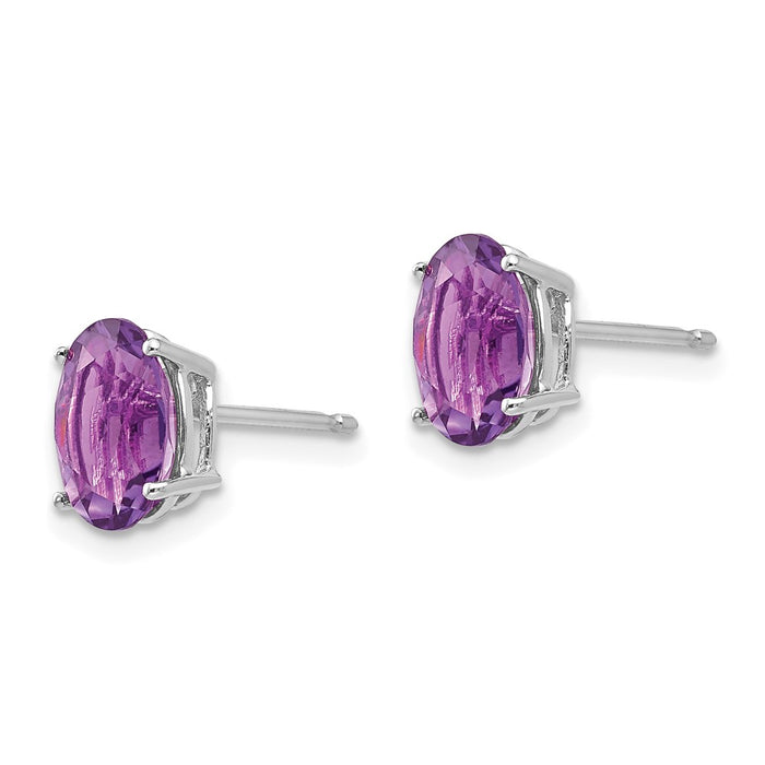 Shop Stylish 14K White Gold Oval Amethyst Earrings - 8x6mm, Luxury Value!-2