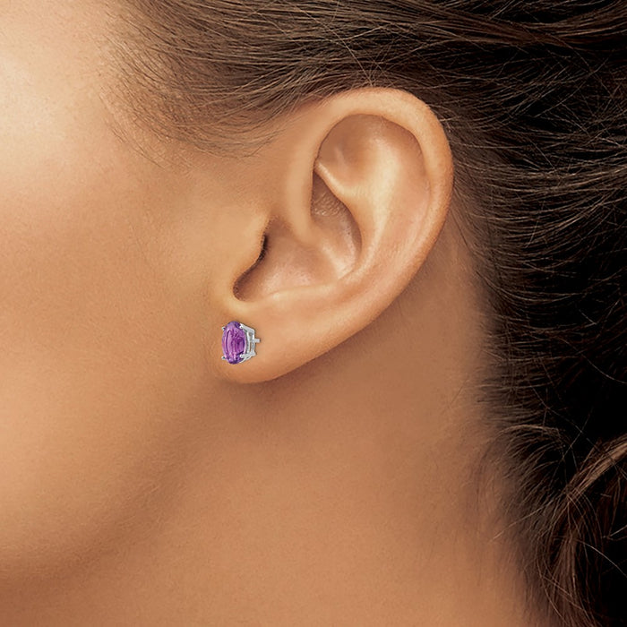 Shop Stylish 14K White Gold Oval Amethyst Earrings - 8x6mm, Luxury Value!-3