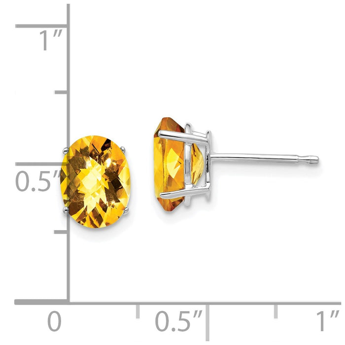Exclusive 14K White Gold Citrine Earrings - 8x6mm, Stylish & Affordable-4
