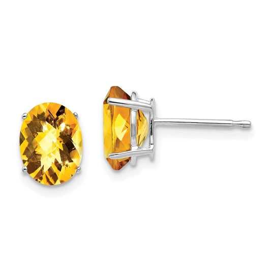 Exclusive 14K White Gold Citrine Earrings - 8x6mm, Stylish & Affordable