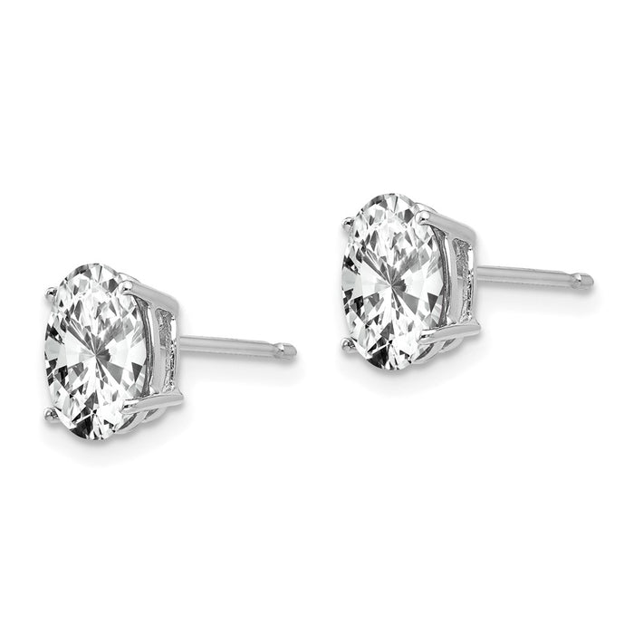 Buy Stylish 14K White Gold Oval CZ Earrings - 8x6mm, Affordable Luxury!-2