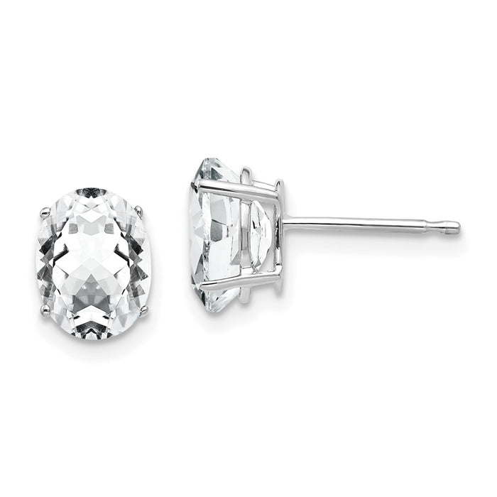 Buy Stylish 14K White Gold Oval CZ Earrings - 8x6mm, Affordable Luxury!-1