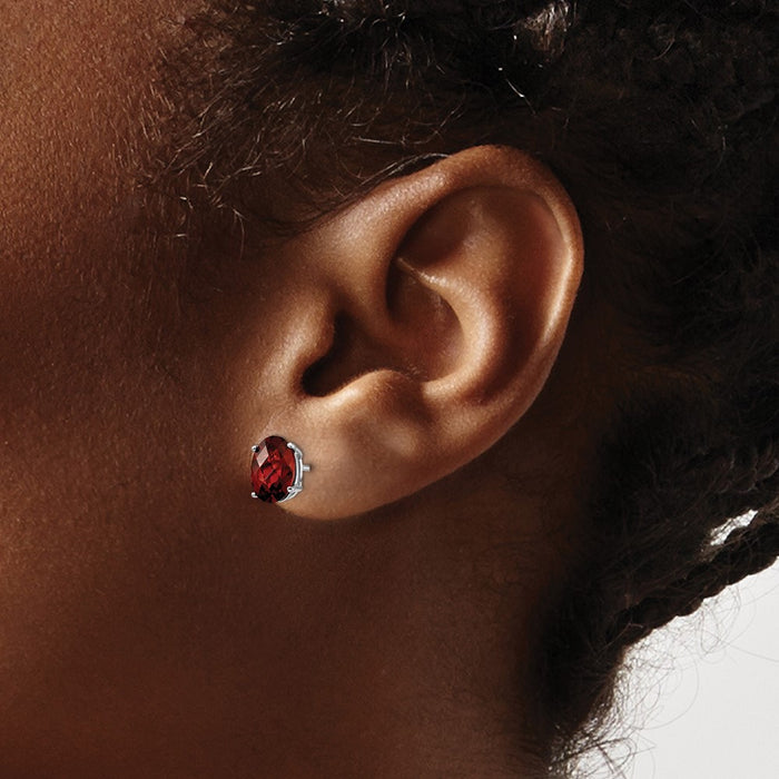 Shop Exclusive 14K White Gold Oval Garnet Earrings - 8x6mm, Stylish Value-3