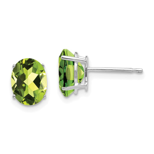 Buy Exclusive 14K White Gold Oval Peridot Earrings - Stylish 8x6mm Design
