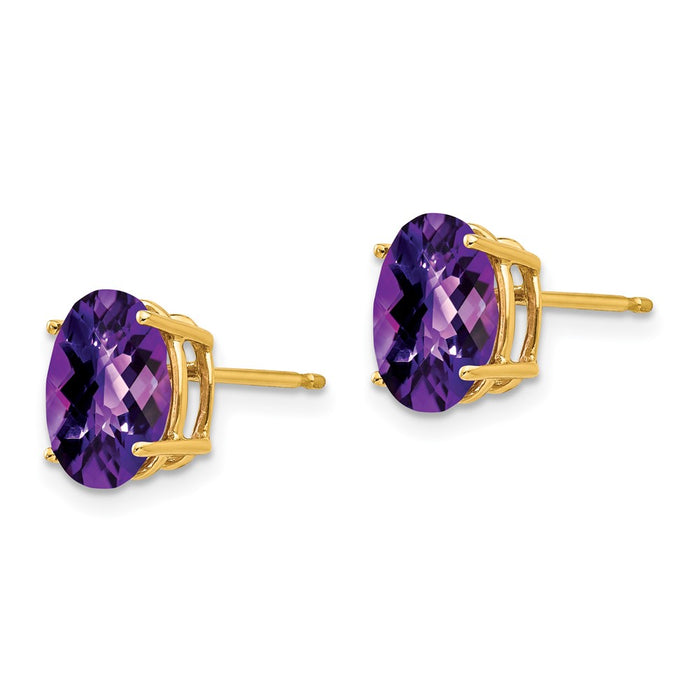 High-Quality 14K Gold 9x7mm Oval Amethyst Earrings | Stylish & Affordable Luxury-2