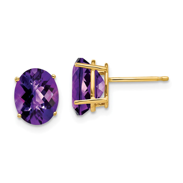 High-Quality 14K Gold 9x7mm Oval Amethyst Earrings | Stylish & Affordable Luxury-1