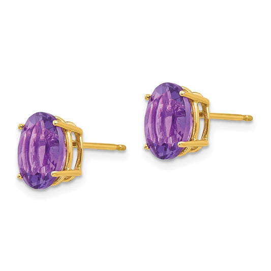 Buy Stylish 14K Gold 9x7mm Oval Amethyst Earrings - Luxury for Less!