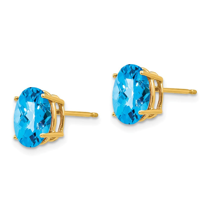 Shop Stylish 14K Gold Oval Blue Topaz Earrings - 9x7mm, Luxury Design-2