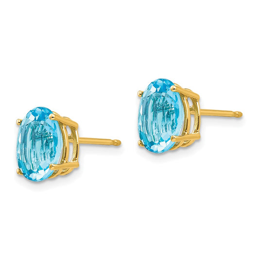 Buy Stylish 14K Gold Oval Blue Topaz Earrings - 9x7mm, Affordable Luxury!