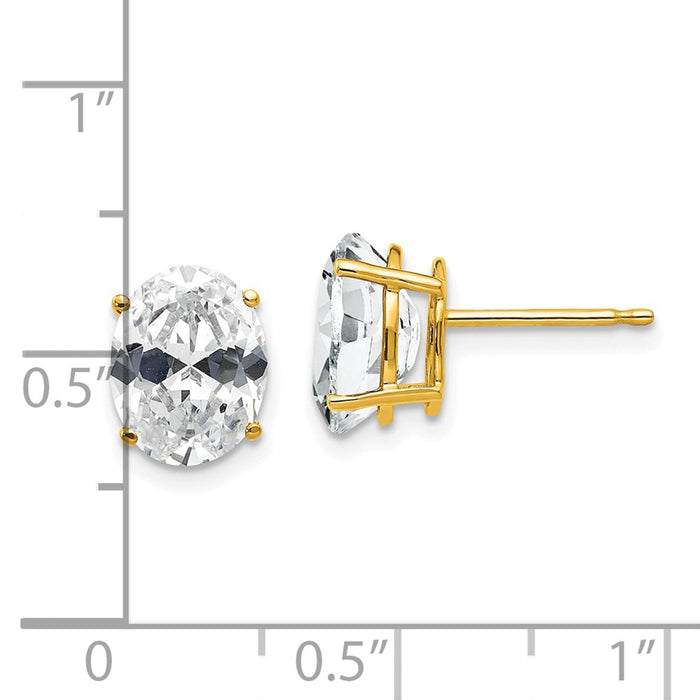 Shop Stylish 14K Gold 9x7mm Oval CZ Stud Earrings - Luxury & Value!-4