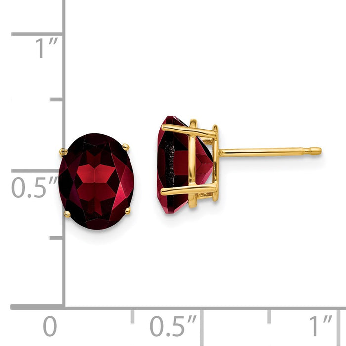 Exclusive 14K Gold 9x7mm Oval Garnet Earrings - Stylish Luxury Value!-4