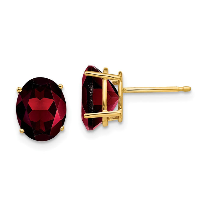 Exclusive 14K Gold 9x7mm Oval Garnet Earrings - Stylish Luxury Value!-1