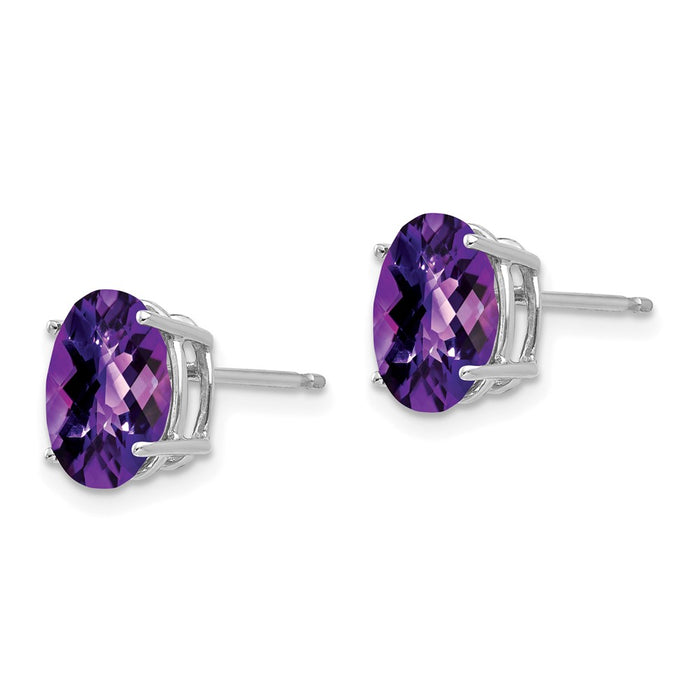 Buy Exclusive 14K White Gold Oval Amethyst Earrings - 9x7mm, Stylish Value-2