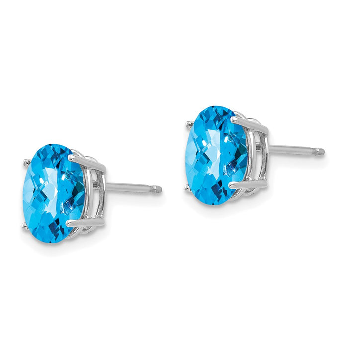 Exclusive 14K White Gold Oval Blue Topaz Earrings - 9x7mm, Stylish Value-2