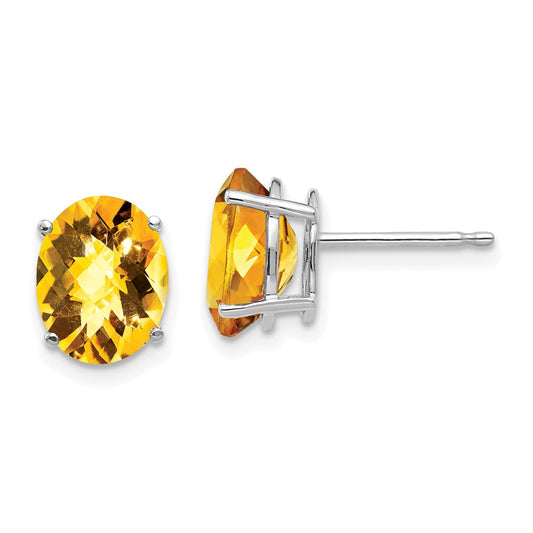 Buy Designer 14K White Gold Oval Citrine Earrings - 9x7mm, Affordable Luxury