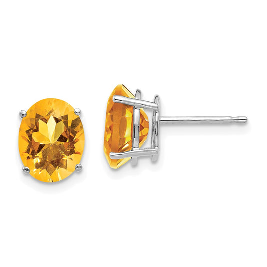 High-Quality 14K White Gold Oval Citrine Earrings - 9x7mm, Stylish Value!