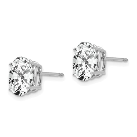 Shop Stylish 14K White Gold Oval Stud Earrings with Cubic Zirconia - Luxury Value