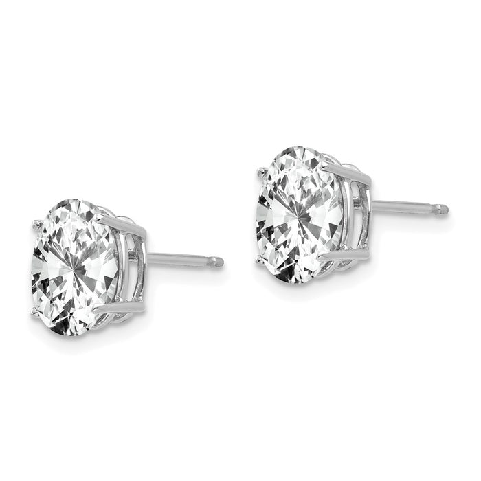Shop Stylish 14K White Gold Oval Stud Earrings with Cubic Zirconia - Luxury Value-2