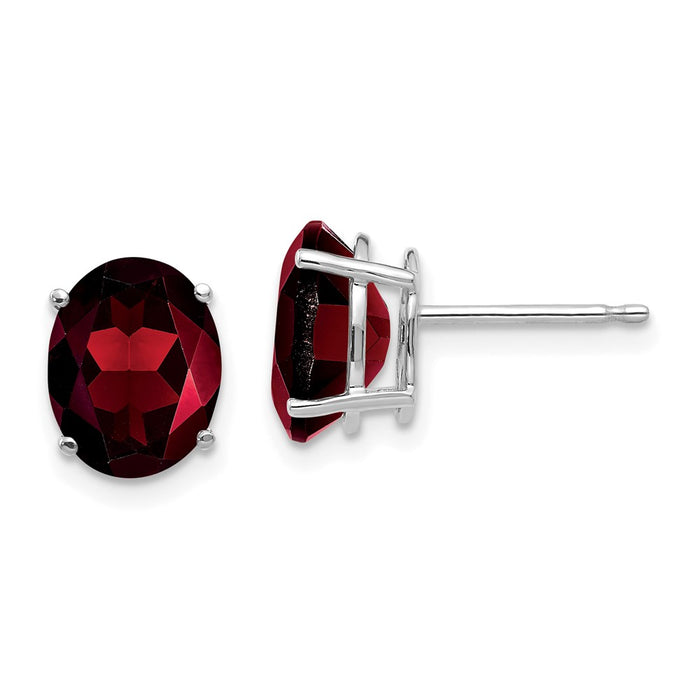 Shop Exclusive 14K White Gold Oval Garnet Earrings - 9x7mm - Stylish Value!-1