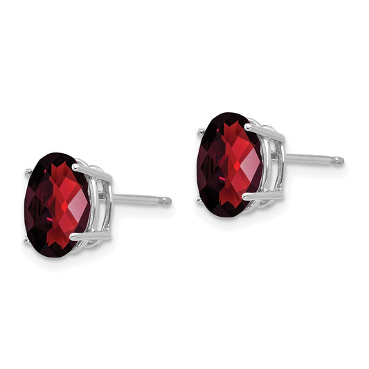 Shop Stylish 14K White Gold Oval Garnet Earrings - 9x7mm, Luxury Value!