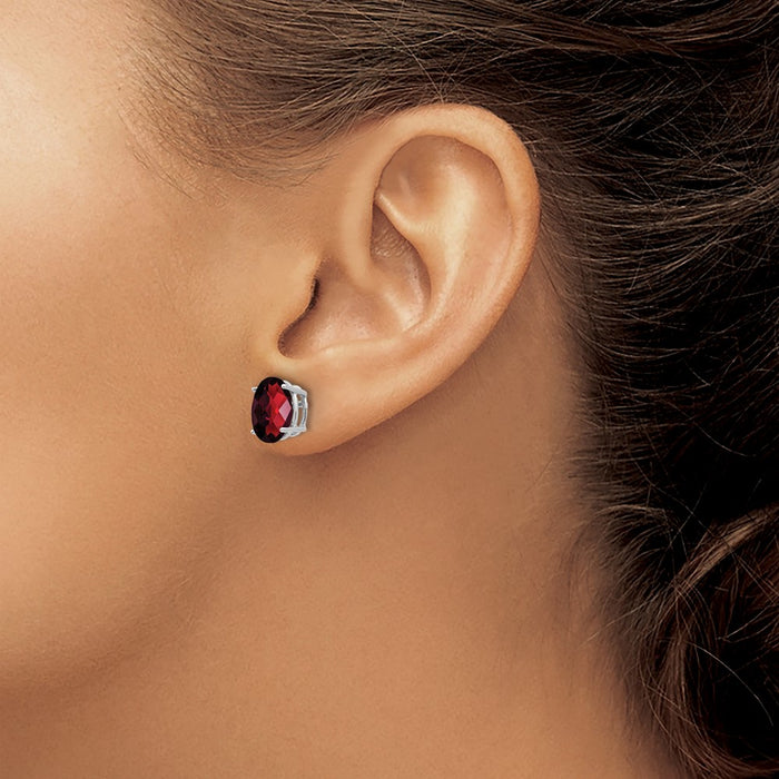 Shop Stylish 14K White Gold Oval Garnet Earrings - 9x7mm, Luxury Value!-3