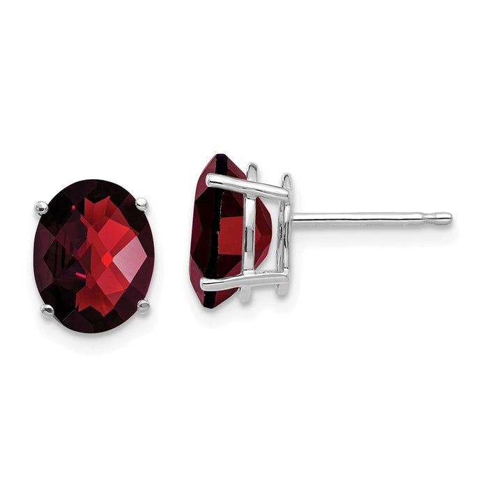 Shop Stylish 14K White Gold Oval Garnet Earrings - 9x7mm, Luxury Value!-1