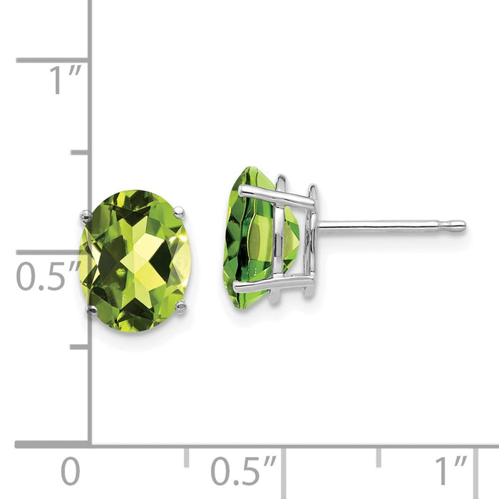 Buy Exclusive 14K White Gold Oval Peridot Earrings - 9x7mm, Stylish Value!-4