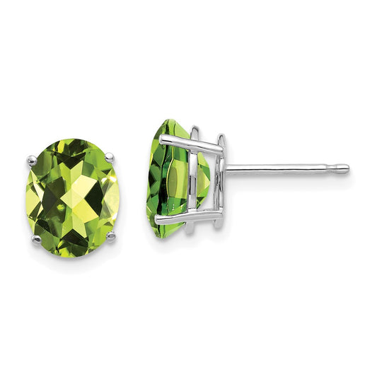 Buy Exclusive 14K White Gold Oval Peridot Earrings - 9x7mm, Stylish Value!