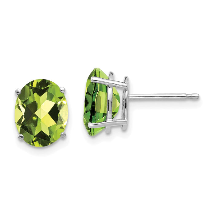 Buy Exclusive 14K White Gold Oval Peridot Earrings - 9x7mm, Stylish Value!-1