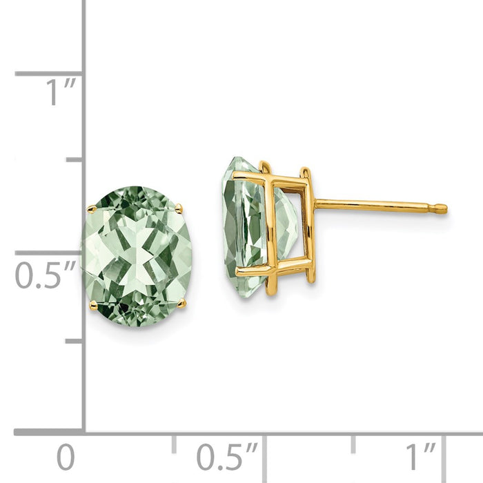 Buy Stylish 14K Gold 10x8mm Oval Green Quartz Earrings - Luxury Value!-4