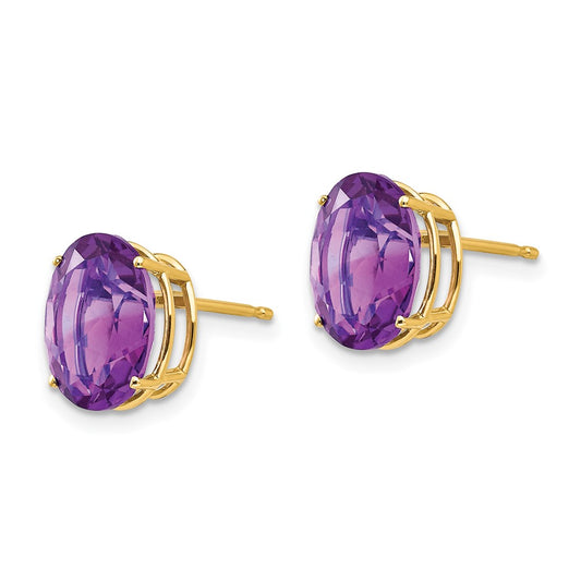 Exclusive 14K Gold 10x8mm Oval Amethyst Earrings - Stylish Luxury Value!