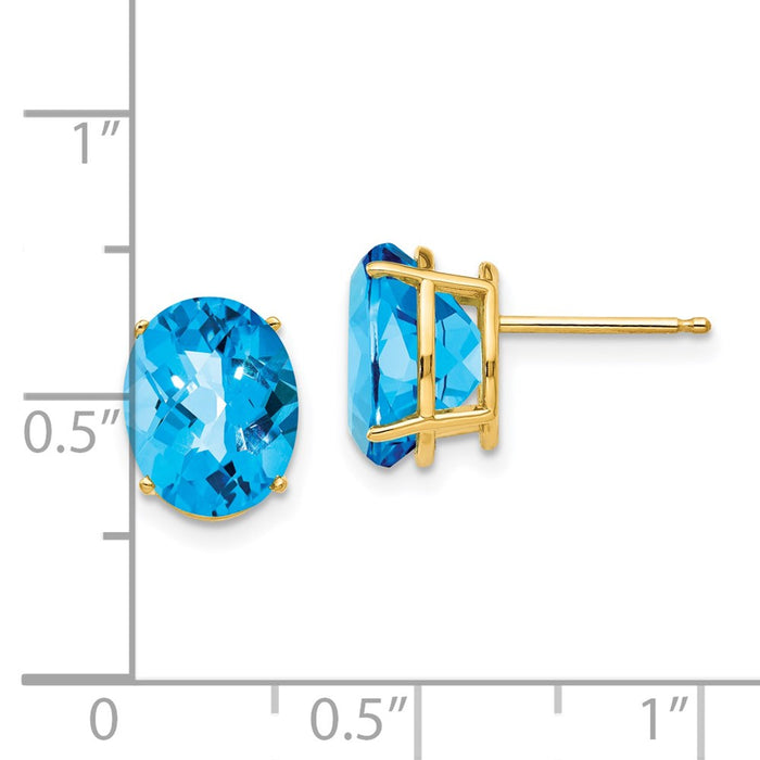 Buy Exclusive 14K Gold 10x8mm Oval Blue Topaz Earrings - Stylish & Luxury!-4