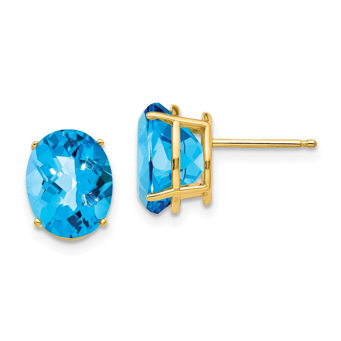 Buy Exclusive 14K Gold 10x8mm Oval Blue Topaz Earrings - Stylish & Luxury!-1