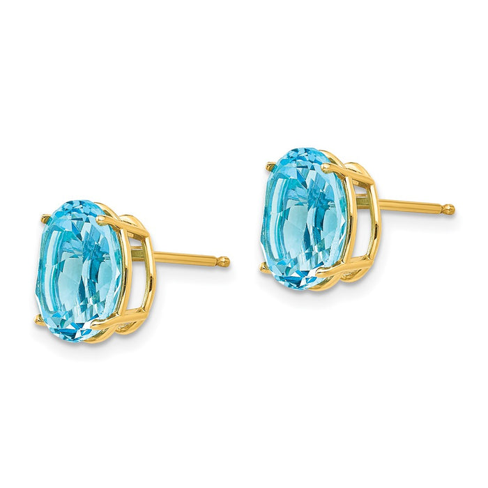 Buy Stylish 14K Gold Blue Topaz Earrings, 10x8mm, Affordable Luxury Value-2
