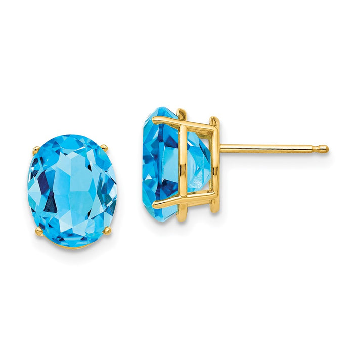 Buy Stylish 14K Gold Blue Topaz Earrings, 10x8mm, Affordable Luxury Value-1