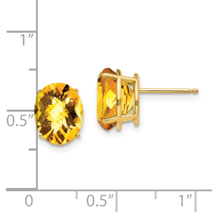 Shop Stylish 14K Gold 10x8mm Oval Citrine Checkerboard Earrings - Luxury Value-4
