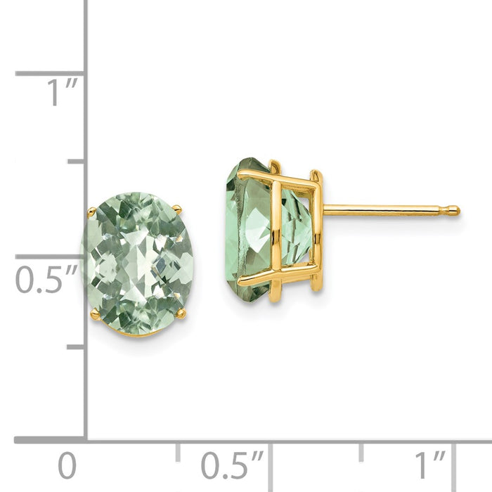 Buy Stylish 14K Gold Green Quartz Earrings - 10x8mm Oval, Luxury Design-4