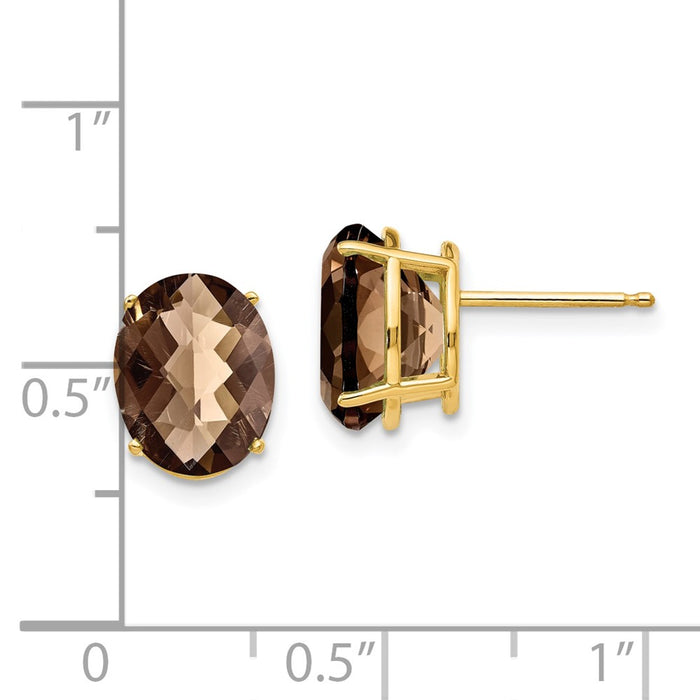 Buy Stylish 14K Gold Smoky Quartz Earrings - 10x8mm Oval, Luxury Design-4