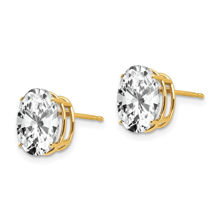 Exclusive 14K Gold 10x8mm Oval Cubic Zirconia Earrings - Stylish Luxury Value-2