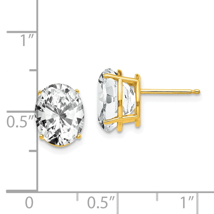 Exclusive 14K Gold 10x8mm Oval Cubic Zirconia Earrings - Stylish Luxury Value-4