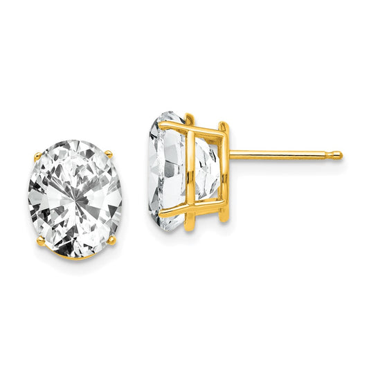 Exclusive 14K Gold 10x8mm Oval Cubic Zirconia Earrings - Stylish Luxury Value